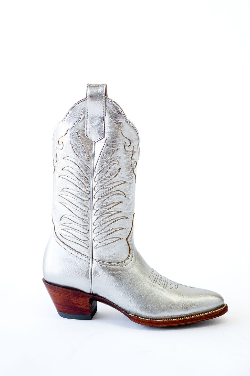 Shirley Beth Metallic Silver Midi Cowgirl Boot – Petite Paloma