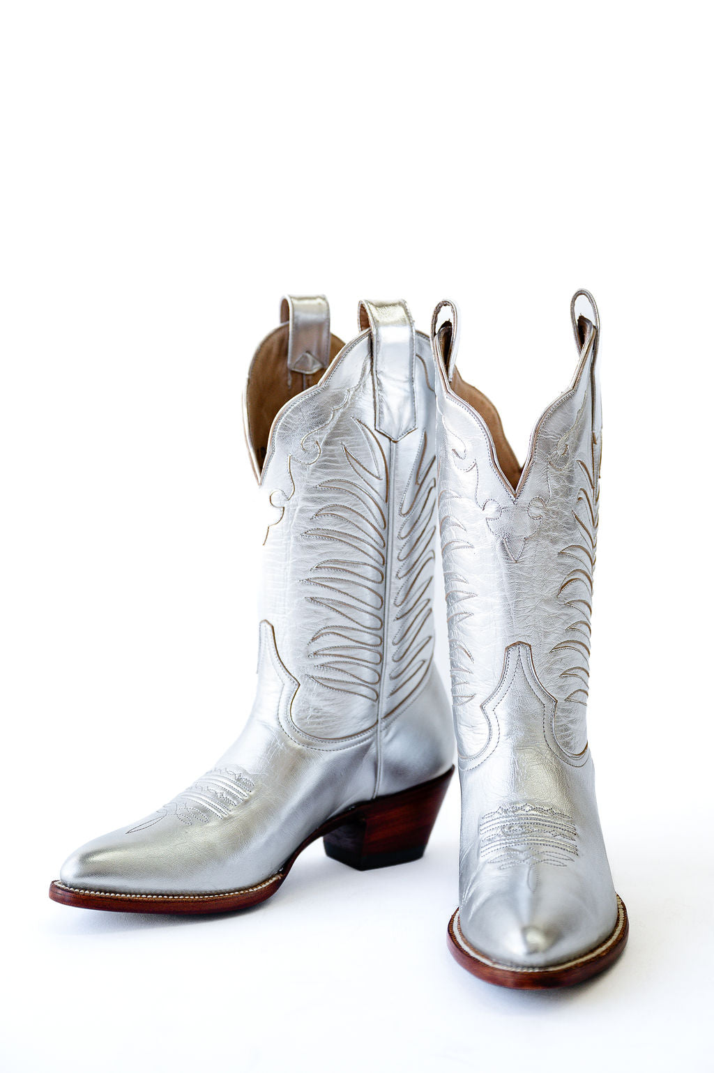 Shirley Beth Metallic Silver Midi Cowgirl Boot – Petite Paloma