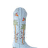 Coastal Western cowgirl boots, palm tree boots, heirloom cowgirl boots, luxury handcrafted leather boots, Petite Paloma Isla Boot, tropical cowgirl boots, coastal style boots, heirloom Western boots, Powder Blue cowgirl boots