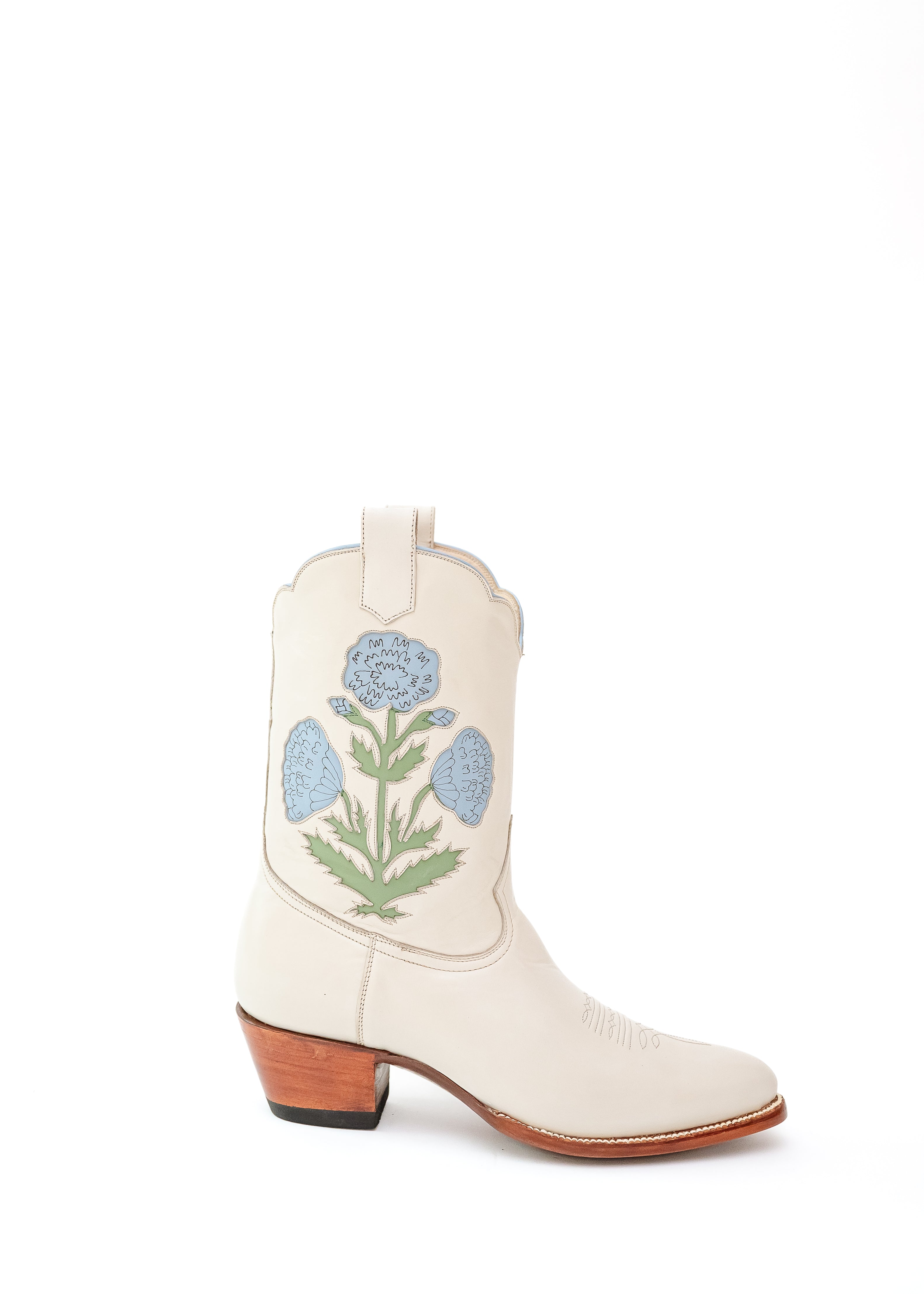 luxury cowgirl boots for women, luxury western boots, heirloom cowgirl boots, designer cowboy boots for women, premium leather western boots, high-end western boots, embroidered luxury cowboy boots, limited-edition cowgirl boots, blue cowgirl boots, floral cowgirl boots, sue sartor boots, boots for rodeo, feminine western boots, southern-inspired cowboy boots