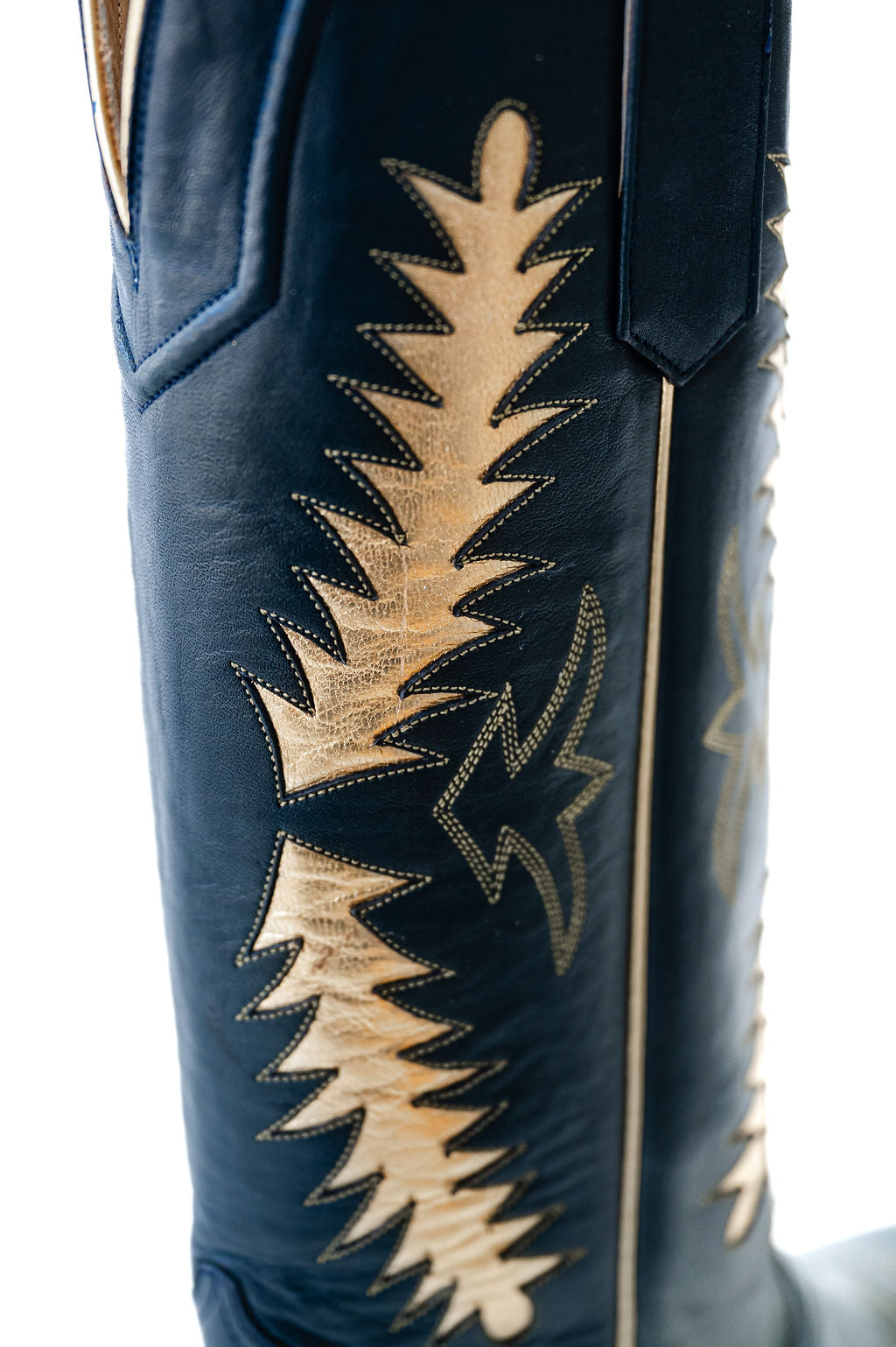 Navy western cowgirl boots, heirloom cowgirl boots, luxury cowgirl boots, handcrafted leather boots