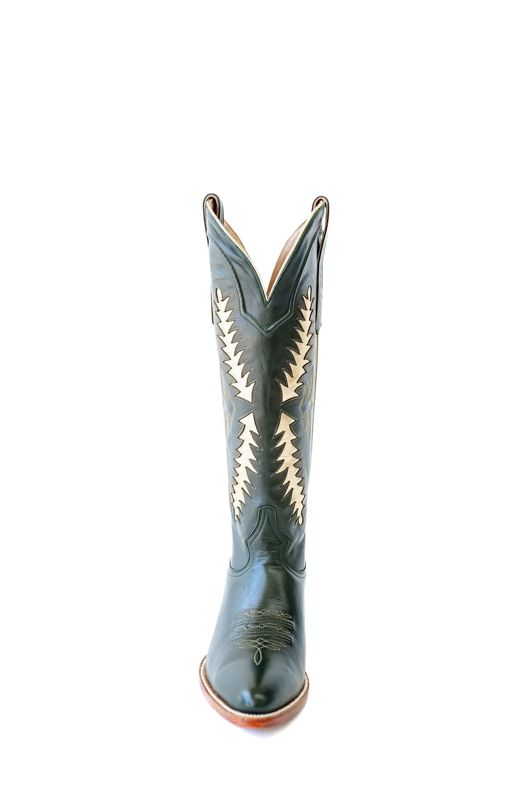 timeless cowgirl boots, green cowgirl boots, luxury cowgirl boots, handmade leather boots, women's cowgirl boots, women's western boots