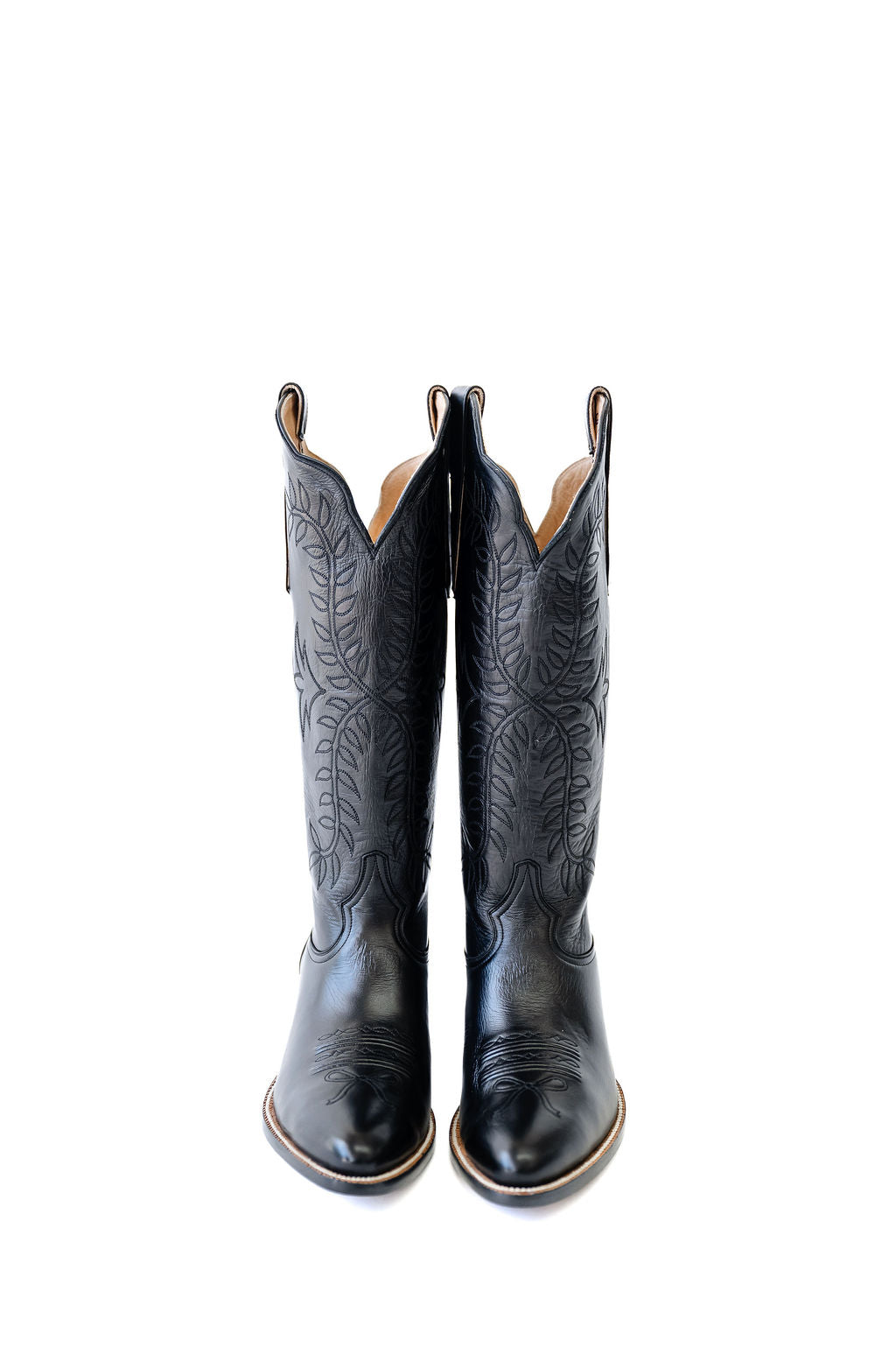 Black western cowgirl boots, heirloom cowgirl boots, luxury cowgirl boots, handcrafted leather boots, Petite Paloma Cowgirl Boots